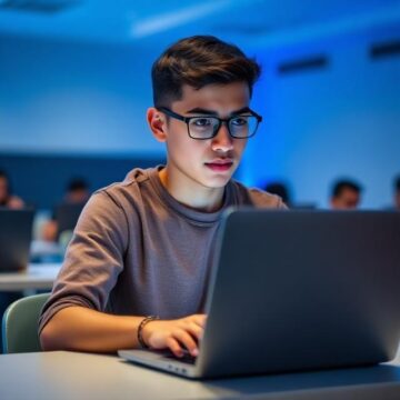 student-learning-Sl8KfggC.jpg طالب يتابع دروسه عبر الإنترنت على منصة بداية أونلاين